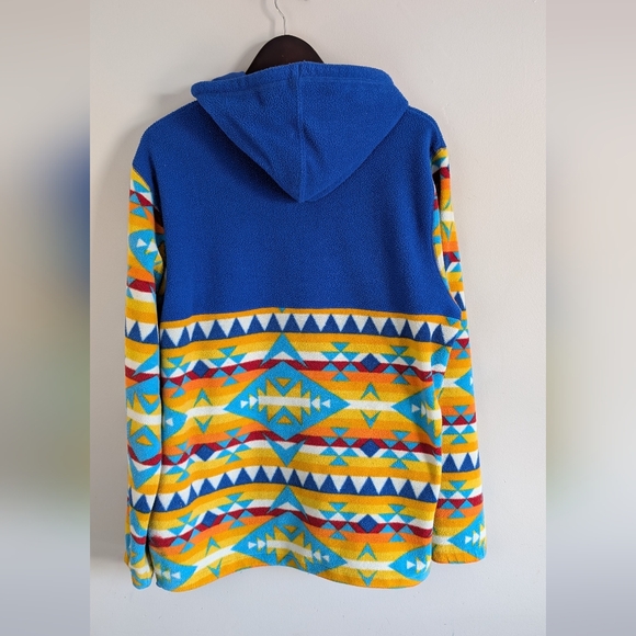 Vintage Massive Outdoor Supply Fleece Half Zip Hoodie, Blue & Orange, Size L - Picture 2 of 15